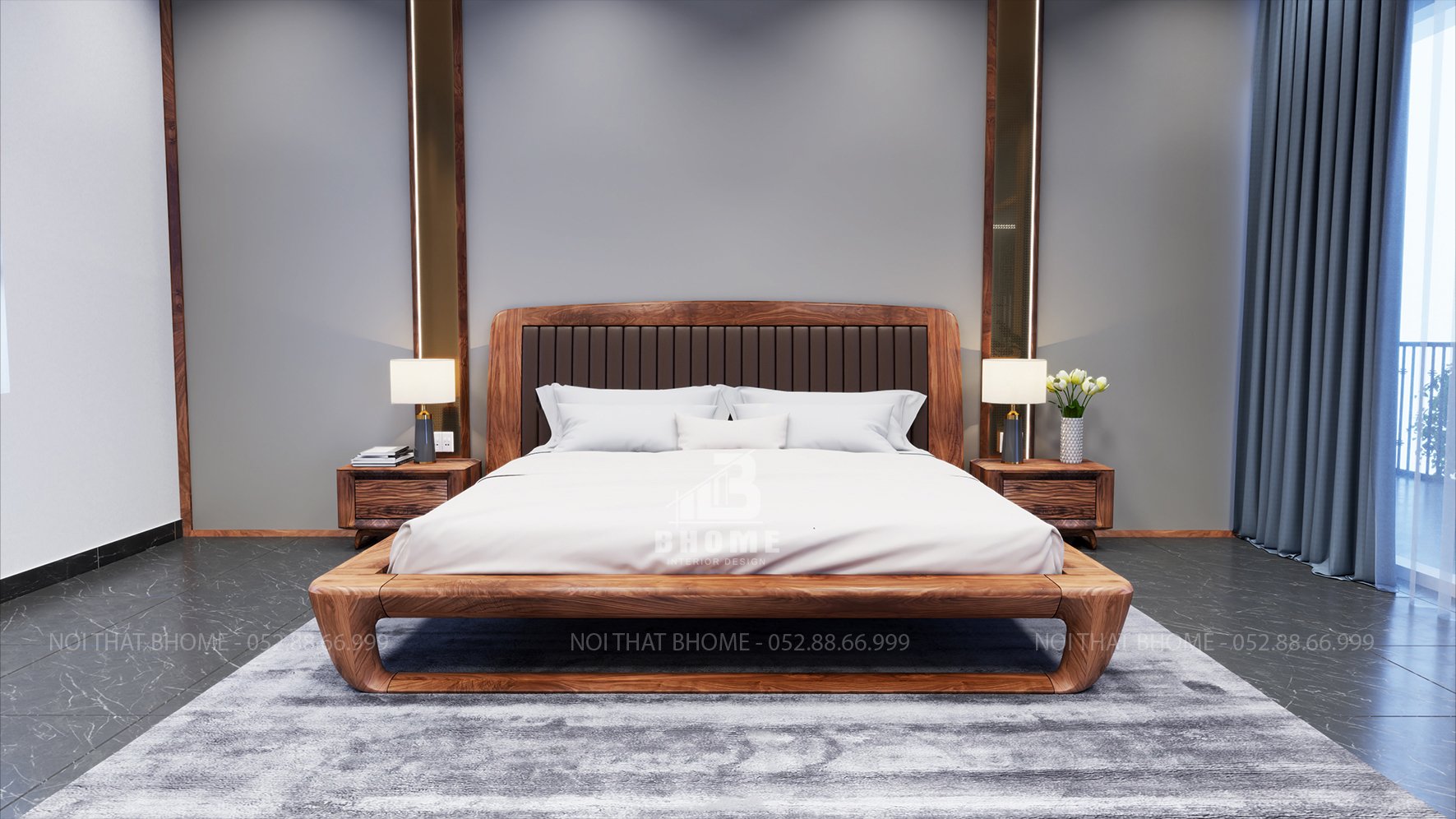Giường ngủ gỗ óc chó giuong ngu go oc cho 7 - Nội thất BHome